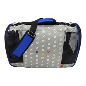 Southwest Airlines Pet Carrier Small Dog Cat Foldable Blue Gray Airplane Print